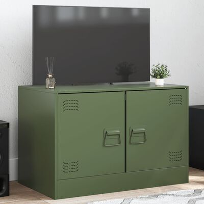 vidaXL Móvel de TV 67x39x44 aço verde azeitona