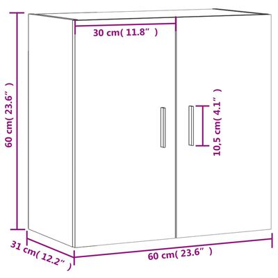 vidaXL Armário parede 60x31x60cm derivados de madeira cinzento cimento