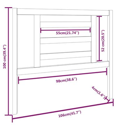 vidaXL Cabeceira de cama 106x4x100 cm pinho maciço