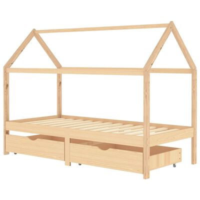 vidaXL Estrutura de cama p/ crianças c/ gavetas 90x200 cm pinho maciço