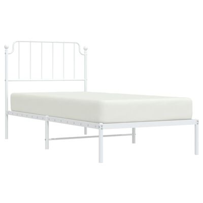 vidaXL Estrutura de cama com cabeceira 90x190 cm metal branco