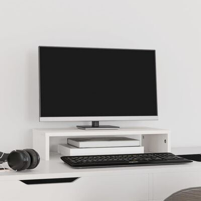 vidaXL Suporte para monitor 50x27x10 cm pinho maciço branco