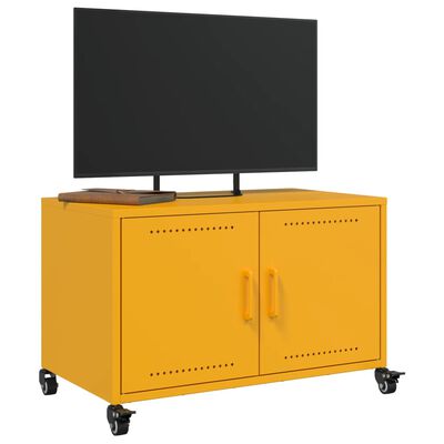 vidaXL Móvel de TV 68x39x43,5 cm aço amarelo mostarda