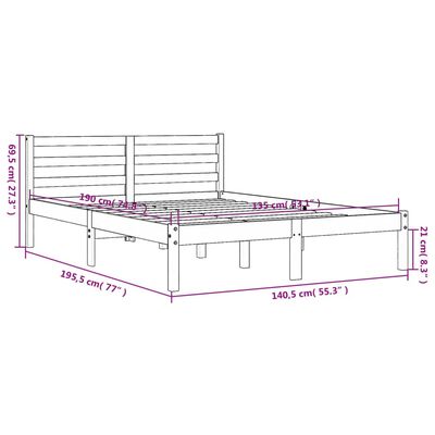 vidaXL Cama sem colchão 135x190 cm madeira pinho maciça castanho-mel