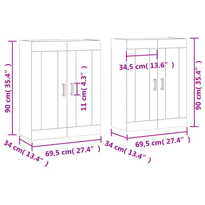 vidaXL Móveis de parede 2 pcs derivados de madeira cinzento cimento