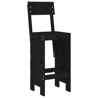 vidaXL Cadeiras de bar 2 pcs 40x48,5x115,5 cm pinho maciço preto