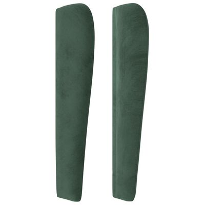 vidaXL Cabeceira cama c/ abas veludo 203x23x118/128 cm verde-escuro