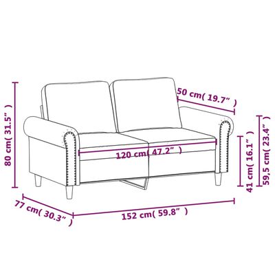 vidaXL Sofá de 2 lugares 120 cm veludo cinzento-claro