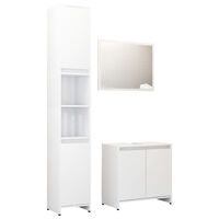 vidaXL 3 pcs conj. móveis casa de banho contraplacado branco brilhante