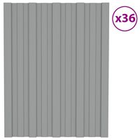 vidaXL Painéis de telhado 36 pcs 60x45 cm aço galvanizado cinzento