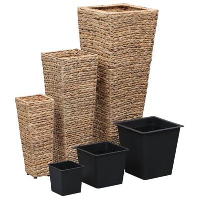 vidaXL Vasos/floreiras 3 pcs jacinto de água castanho