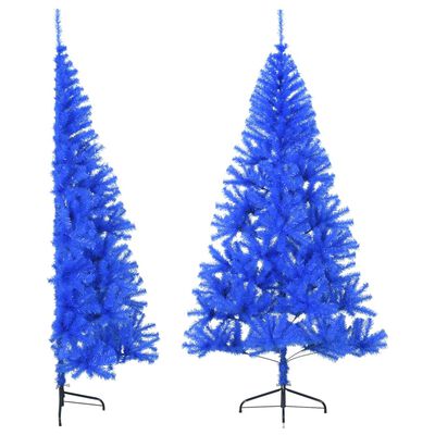 vidaXL Meia árvore de Natal artificial com suporte 240 cm PVC azul