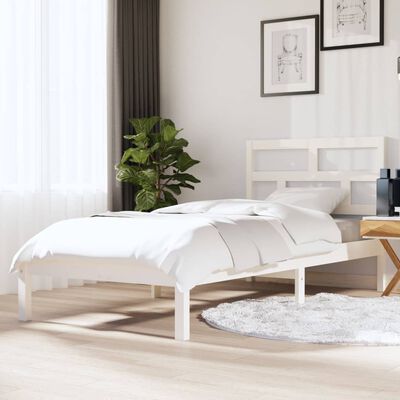 vidaXL Estrutura de cama solteiro 90x190 cm madeira maciça branco