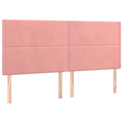 vidaXL Cabeceira de cama c/ luzes LED veludo 200x5x118/128 cm rosa