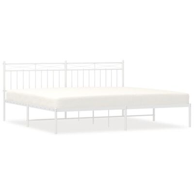 vidaXL Estrutura de cama com cabeceira 193x203 cm metal branco