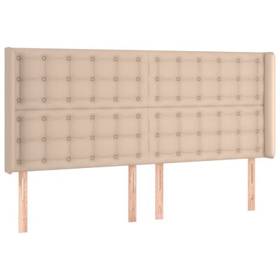 vidaXL Cabeceira cama c/ LED couro artif. 203x16x118/128 cm cappuccino