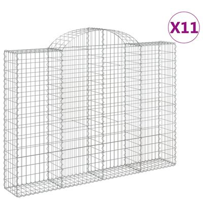 vidaXL Cestos gabião arqueados 11 pcs 200x30x140/160 ferro galvanizado