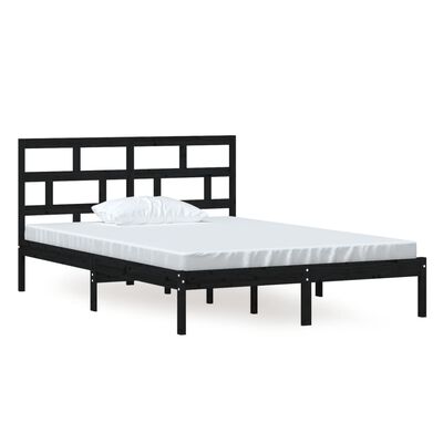 vidaXL Estrutura de cama 140x200 cm madeira de pinho maciça preto