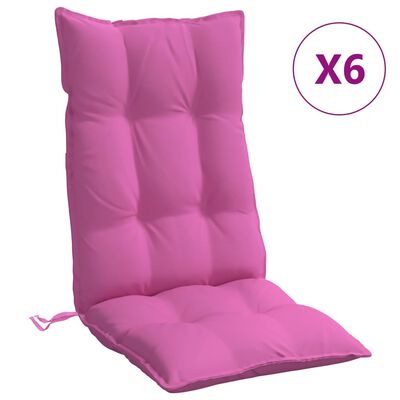 vidaXL Almofadões p/ cadeira encosto alto 6 pcs tecido oxford rosa