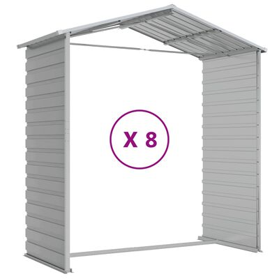 vidaXL Abrigo de jardim 191x725x198 cm aço galvanizado cinzento-claro