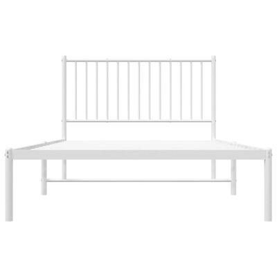 vidaXL Estrutura de cama em metal com cabeceira 107x203 cm branco