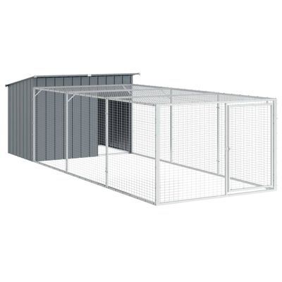 vidaXL Casota p/ cães c/ parque 153x396x110 cm aço galvaniz. antracite