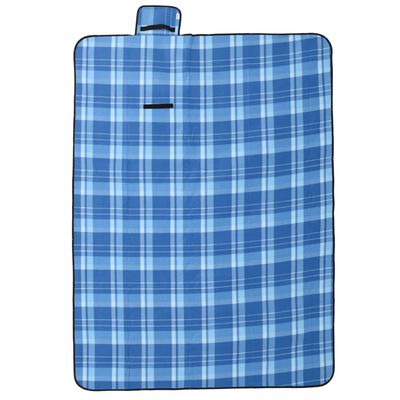 vidaXL Manta de piquenique dobrável 200x150 cm veludo xadrez azul