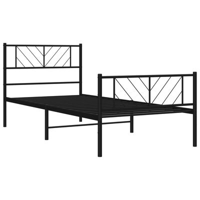 vidaXL Estrutura de cama com cabeceira e pés 107x203 cm metal preto