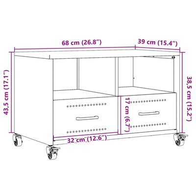 vidaXL Móvel de TV 68x39x43,5 cm aço verde azeitona