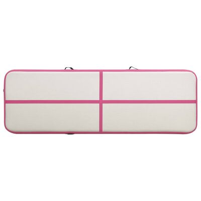 vidaXL Colchão de ginástica insuflável c/ bomba 300x100x15 cm PVC rosa