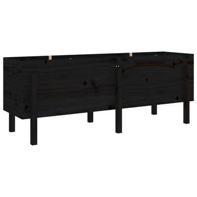 vidaXL Canteiro elevado de jardim 160x50x57 cm pinho maciço preto