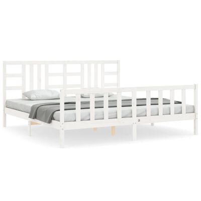 vidaXL Estrutura de cama com cabeceira 200x200cm madeira maciça branco