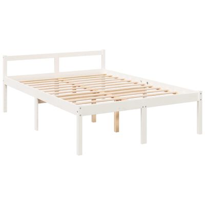 vidaXL Cama de casal para idosos com cabeceira madeira maciça branco