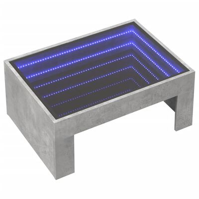 vidaXL Mesa de centro luzes LED Infinity 70x50x30 cm cinzento cimento