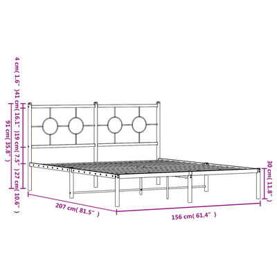 vidaXL Estrutura de cama em metal com cabeceira 150x200 cm preto