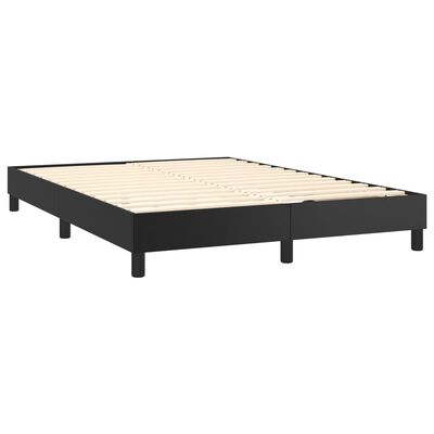 vidaXL Cama box spring c/ colchão/LED 140x200cm couro artificial preto