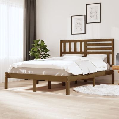 vidaXL Estrutura cama pequena de casal 120x190 cm pinho castanho-mel