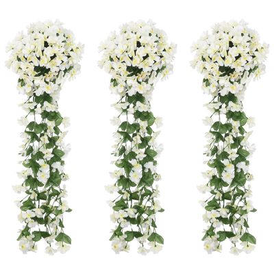 vidaXL Grinaldas de flores de Natal 3 pcs 85 cm branco