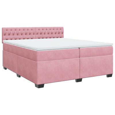 vidaXL Cama com molas/colchão 200x200 cm veludo rosa