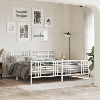 vidaXL Estrutura de cama com cabeceira e pés 183x213 cm metal branco