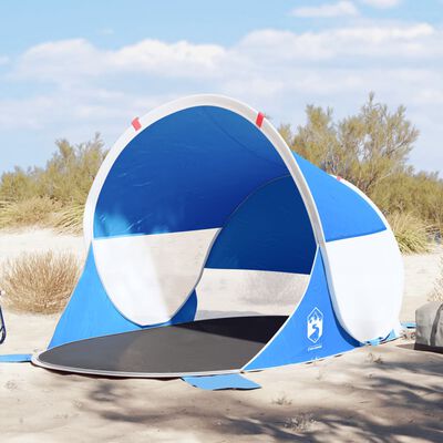 vidaXL Tenda de praia pop-up impermeável azul ciano