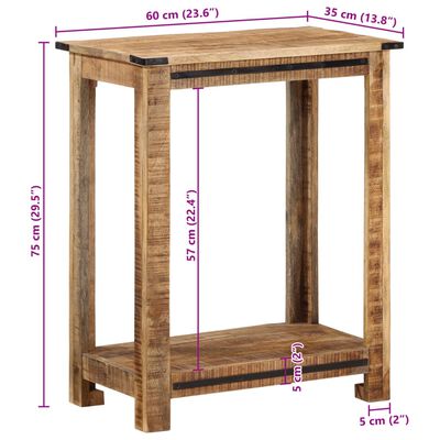 vidaXL Mesa consola 60x35x75 cm madeira de mangueira maciça