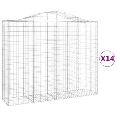 vidaXL Cestos gabião arqueados 14 pcs 200x50x160/180 ferro galvanizado