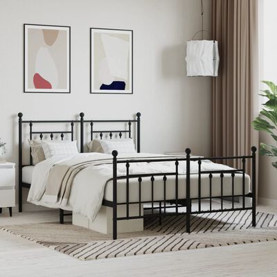 vidaXL Estrutura de cama com cabeceira e pés 140x190 cm metal preto