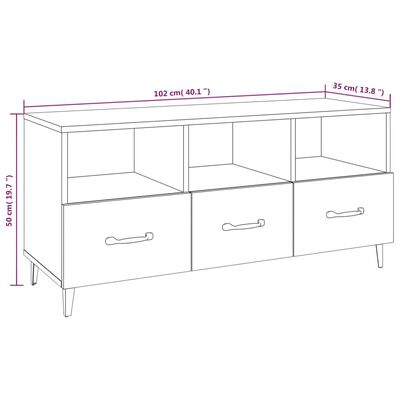 vidaXL Móvel de TV 102x35x50 cm derivados madeira branco brilhante