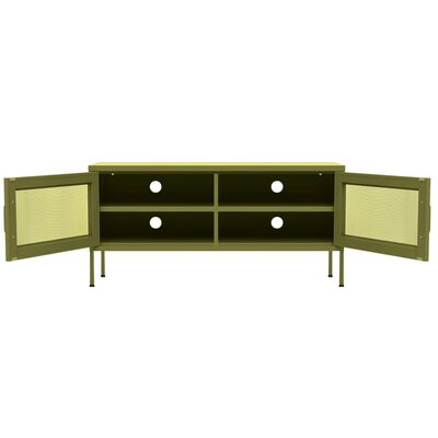 vidaXL Móvel de TV aço 105x35x50 cm verde-azeitona