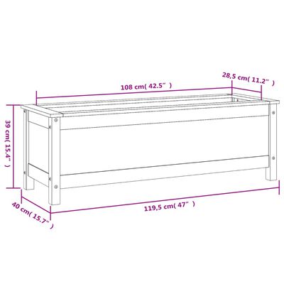 vidaXL Canteiro elevado de jardim 119,5x40x39 cm pinho maciço cinzento