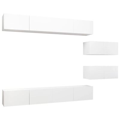 vidaXL 6 pcs conjunto de móveis de TV derivados de madeira branco