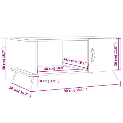 vidaXL Mesa de centro 90x50x40 cm madeira processada branco brilhante