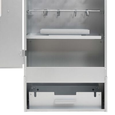 vidaXL Defumador BBQ c/ aparas madeira 44,5x29x110 cm aço galvanizado